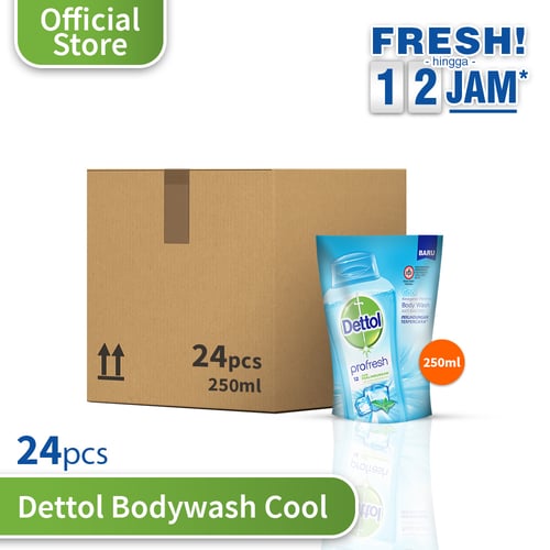 DETTOL Body Wash Cool 250 ml Pouch - 24 pcs