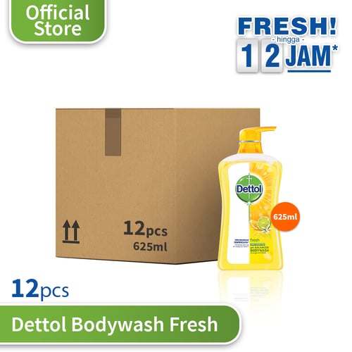 DETTOL Body Wash Fresh 625 ml Pump - 12 pcs