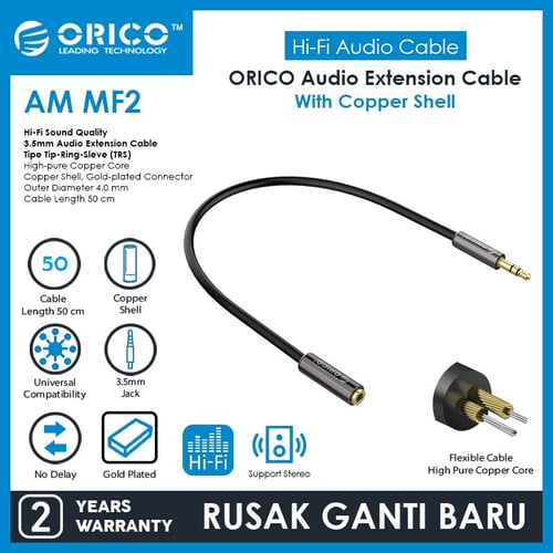 ORICO Audio Cable Extension 3.5mm Copper Shell 50cm - AM-MF2-05
