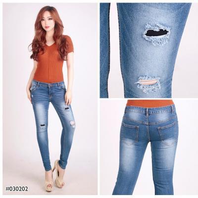 Celana Jeans wanita Skinny Sobek-Biru 030202 serian size 27-30
