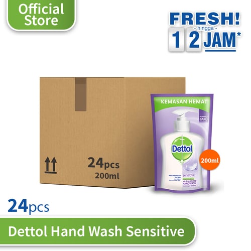 Dettol Hand Wash Sensitive 200 ml Pouch - 24 pcs