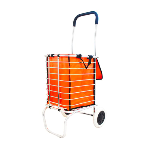 Kenmaster Hand Trolley Cart Alumunium Plus Bag Kt-3002 Orange - Tolli Serbaguna Dan Keranjang