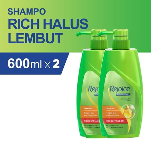 REJOICE Paket Isi 2 Shampoo Rich Soft Smooth 600 ml