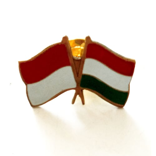 Lencana Pin Crossflag Indonesia Hongaria - Lencana Bendera Kerjasama Indonesia Hungary