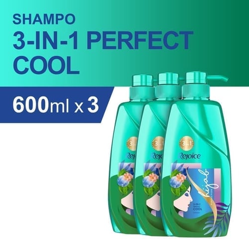 REJOICE 3 in 1 Perfect Cool Shampoo 600 ml Isi 3