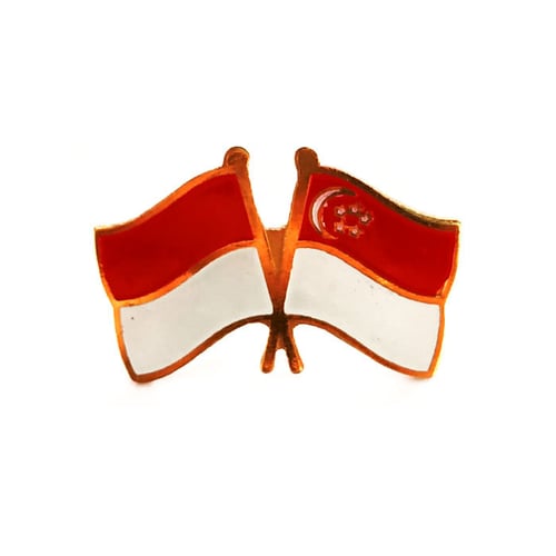 Lencana Pin Crossflag Indonesia Singapore - Lencana Bendera Kerjasama Indonesia Singapura