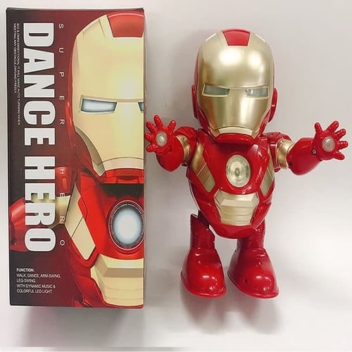 Mainan Anak - Super Hero Robot Ironman Smart Dance Music Lampu LED