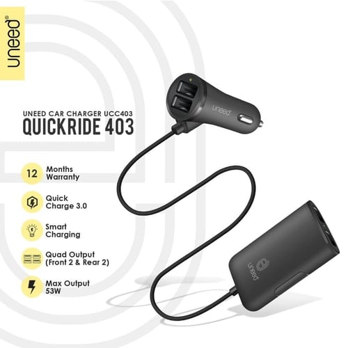 UNEED Sharing Car Charger QuickRide with Quick Charge 3.0