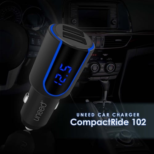 UNEED Car Charger Dual USB Port with LED Display