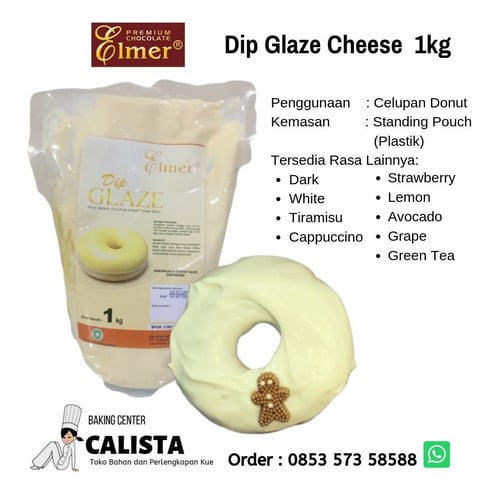 Elmer Dip Glaze Cheese/Keju 1kg - Celupan Donut (Topping Donut), Isian Roti dan Cookies, Topping Banana Nugget, Brownies, Kue Pie.