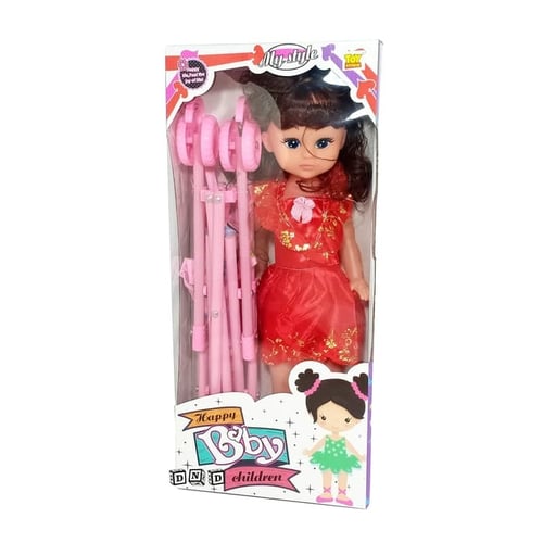 Mainan Anak - Happy Baby Stroller Kereta Dorong Boneka Bayi Pink