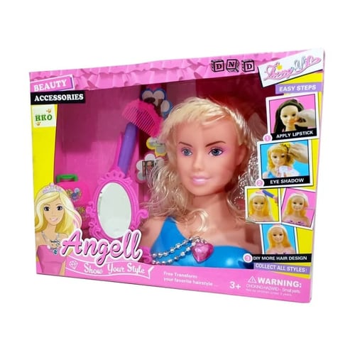 Mainan Anak - Angell Beauty Makeup Doll Boneka Make Up Hair Style