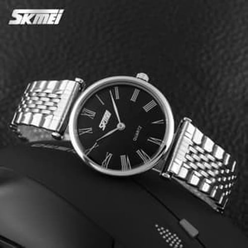 Diamond Star Seller Jual Jam Tangan Wanita Analog SKMEI 9105 Silver Black Dail Lady Size WR