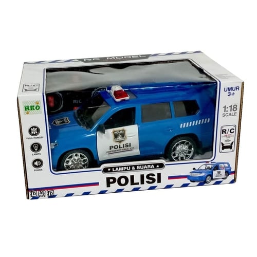 Mainan Anak - Remote Control RC Mobil SUV Polisi Lampu Suara Biru