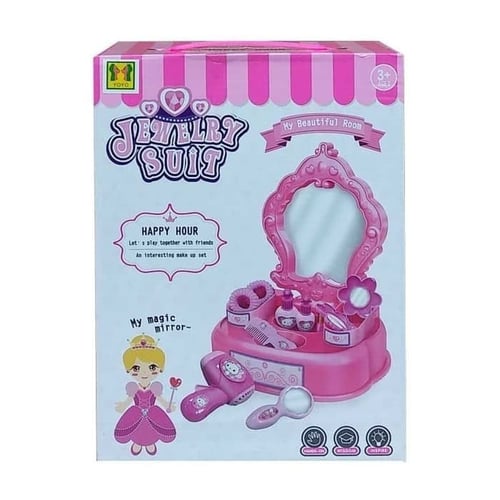 Mainan Anak Perempuan - Jewelry Suit Meja Rias Pink Beauty Set Girl