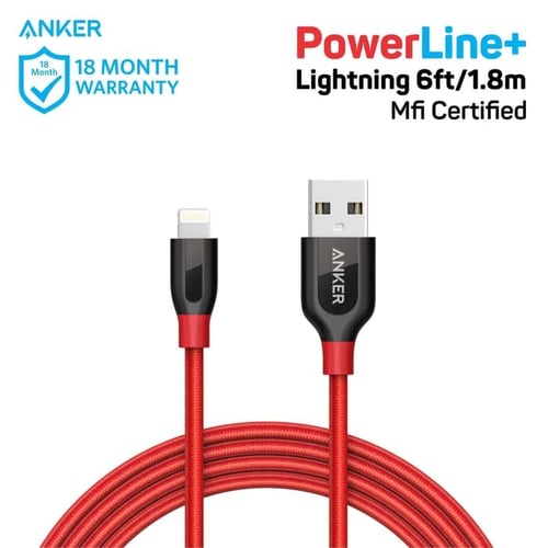 Anker PowerLine+ Lightning Mfi Certified 6ft/1.8m - Red