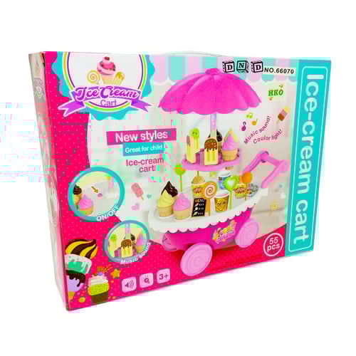 Mainan Anak - Ice Cream Cart Gerobak Jualan Es Krim Play Set Isi 55 Pc