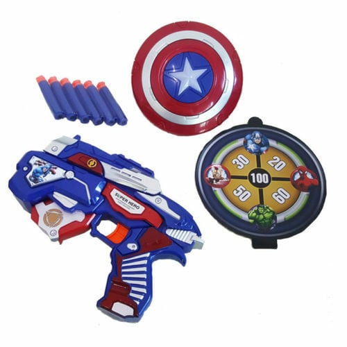 Mainan Anak - Soft Bullet Blaster Pistol Tameng Captain America