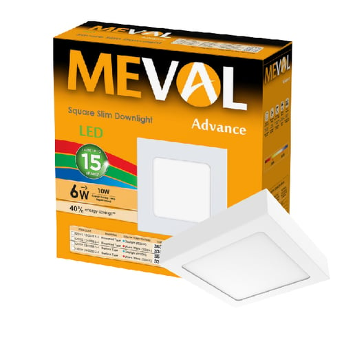 Meval LED Slim Downlight Surface 6W - Square - Putih