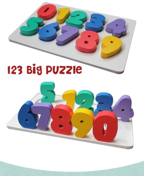 Mainan Edukatif / Edukasi Anak- Puzzle Balok Kayu - Chunky Angka Huruf