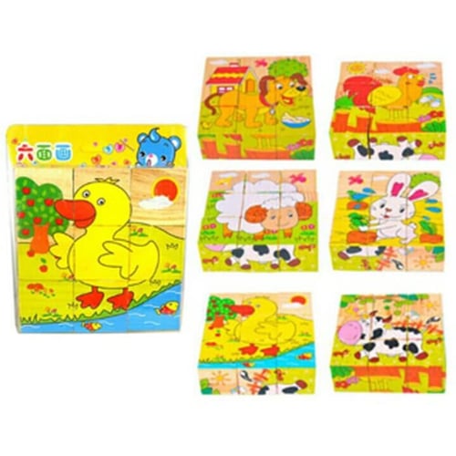 Mainan Edukatif / Edukasi Anak - Puzzle Balok Kayu 6 in 1 jigsaw bebek