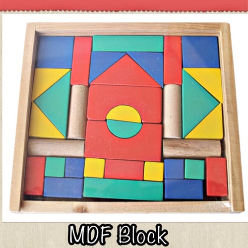Mainan Edukatif / Edukasi Anak - Balok Bangun MDF bingkai a48 / Block