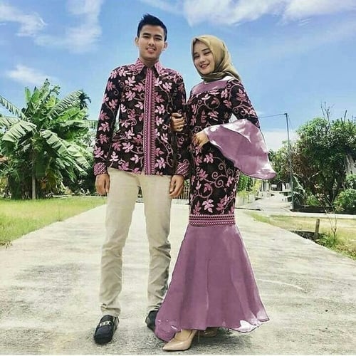 New Arrival Baju Batik Couple Batik Polyster Dusty Couple Duyung Kaca Dusty Sl