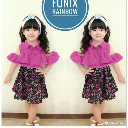 New Arrival Setelan Anak Perempuan Wolfis Pink St Feather Pink Sl