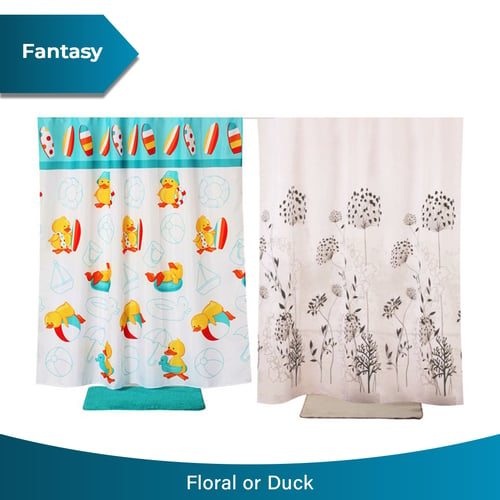FANTASY Floral Duck Textile Polyestr Shwr Crtn 180X180Cm