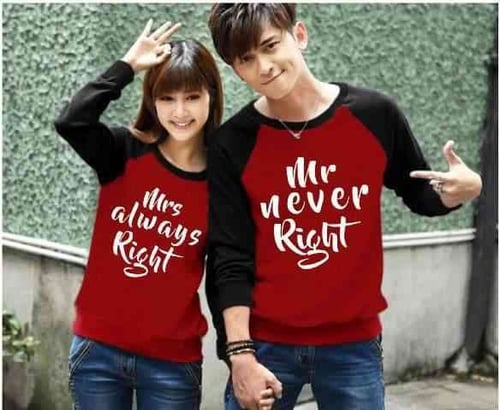 New Arrival Sweater Couple Babyterry Hitam Cp All Right Maroon Hitam Lt
