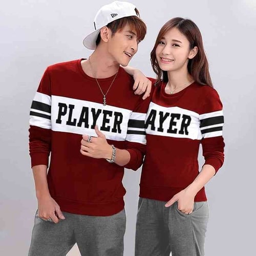 New Arrival Couple Sweater Bebyterry Maroon Couple Sweater Player Maroon Lo
