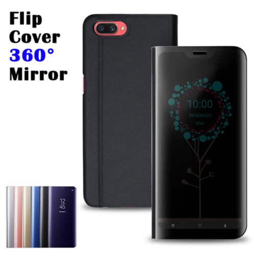 Flip Mirror Clear View Standing Cover Oppo A3S / Realme C1 Auto Lock - Case Oppo A3S/Realme C1 Model Mirror