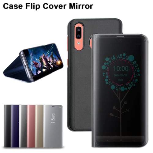 Flip Mirror Clear View Standing Cover Samsung A20 / A30 Auto Lock - Case Samsung A20/A30 Model Mirror