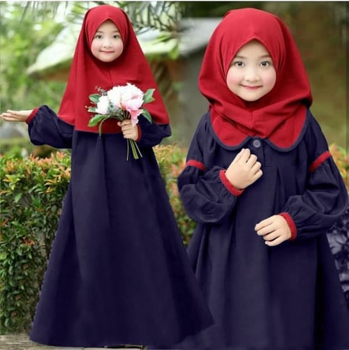 New Arrival Baju Muslim Anak Perempuan Wollycrepe Navy Syari Odelia Kids Navy Sw