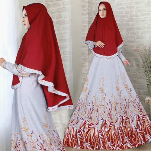 New Arrival Baju Muslim Wanita Wolfis Merah Putih Syari Feliciya Ro