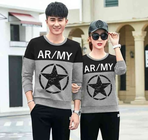 New Arrival Couple Sweater Babyterry Army Hitam Couple Sweater Army Hitam Lo