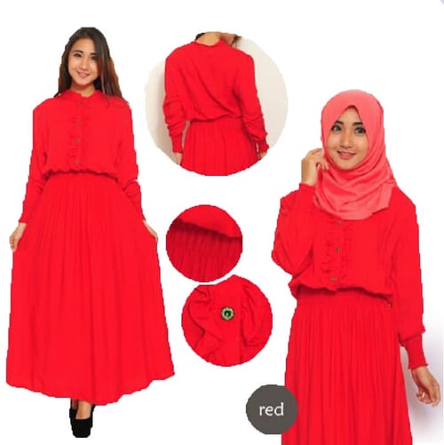 New Arrival Gamis Muslim Wanita Rayon Merah Syari Salimah Merah Sw