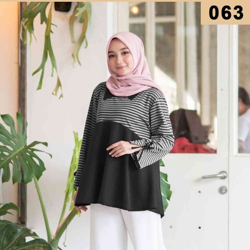 Jual New Arrival Blouse Wanita Salur Hitam Blus 063 Hitam - Lo ...