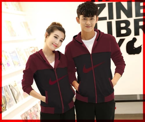 New Arrival Jaket Couple Nike Babyterry Hitam+Maroon Cp Nike Hr Cl