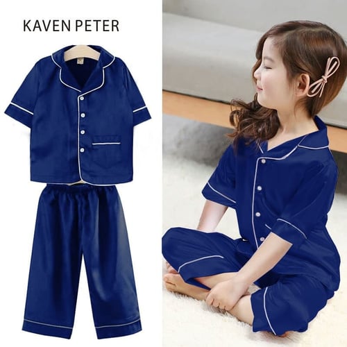 Jual New Arrival Setelan Anak Perempuan Saten Velvet Navy 