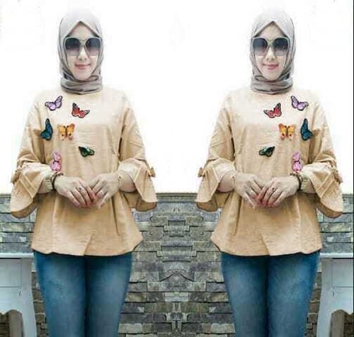 New Arrival Blouse Wanita Serena Cream Butterfly Top Cream Sw