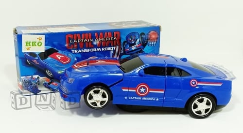 Civil War Captain America Transform Robot Car Mobil Biru - Kids Toys