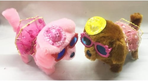 Boneka Anjing Kacamata Bertopi Jalan Walking Dog Suara - Kids Toys
