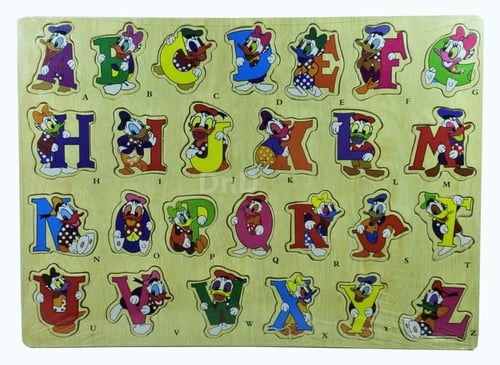 Puzzle Kayu Alphabet Huruf Besar Donald Desi Bebek - Edu Toys