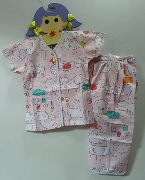 Pajamas Ayam Chicken Pink Setelan - Piyama anak