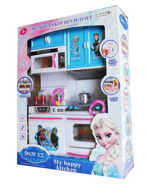 Frozen Modern Kitchen Playset Kompor Microwave Snow Ice - Kids Toys