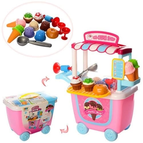 Ice Cream Shop Trolley Mini Market Cart Pink Kado Anak - Kids Toys