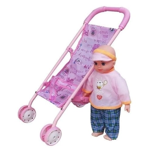 Dorongan Bayi Stroller Trolley Baby Boneka - Kids Toys