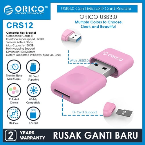 ORICO USB3.0 TF Card MicroSD Card Reader - CRS12 - PINK