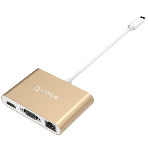 ORICO RCNB Aluminum Type-C to VGA/HDMI/RJ45/Type-C PD /Type-A Adapter - GOLD